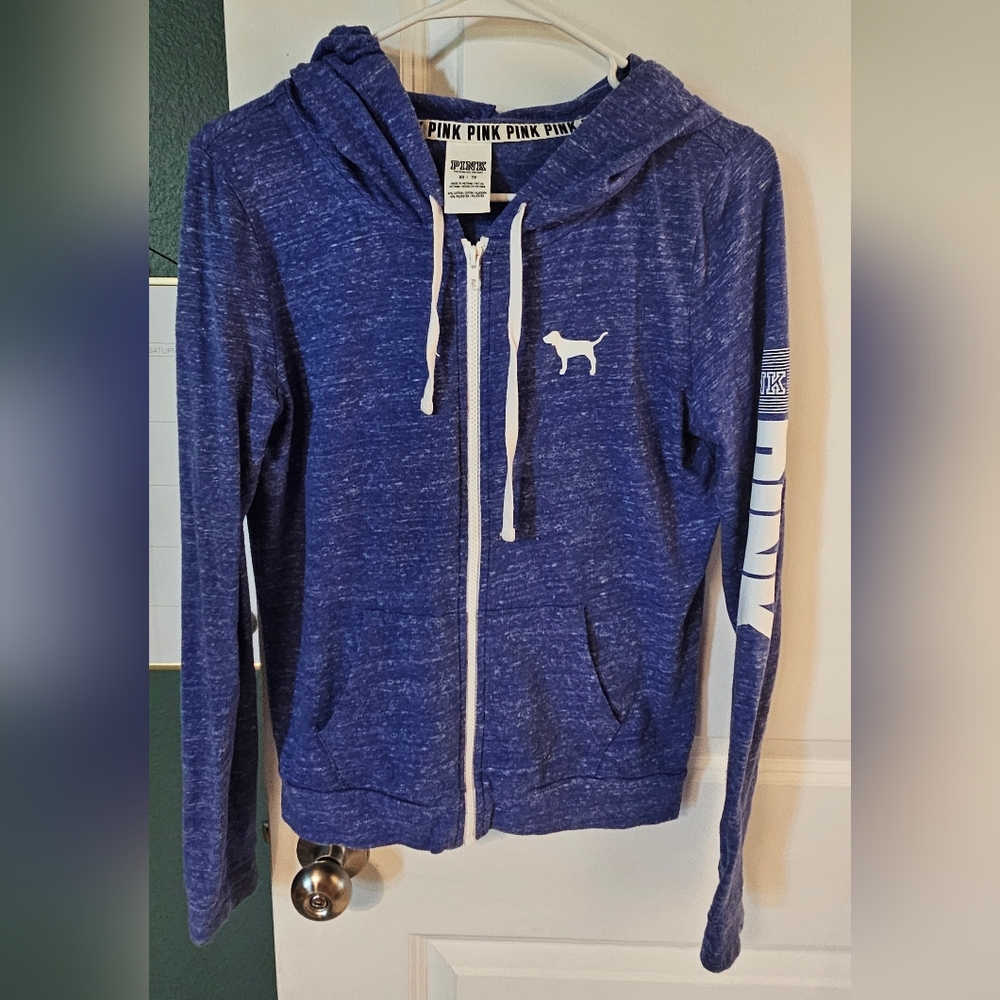 Blue PINK Zip-Up Hoodie